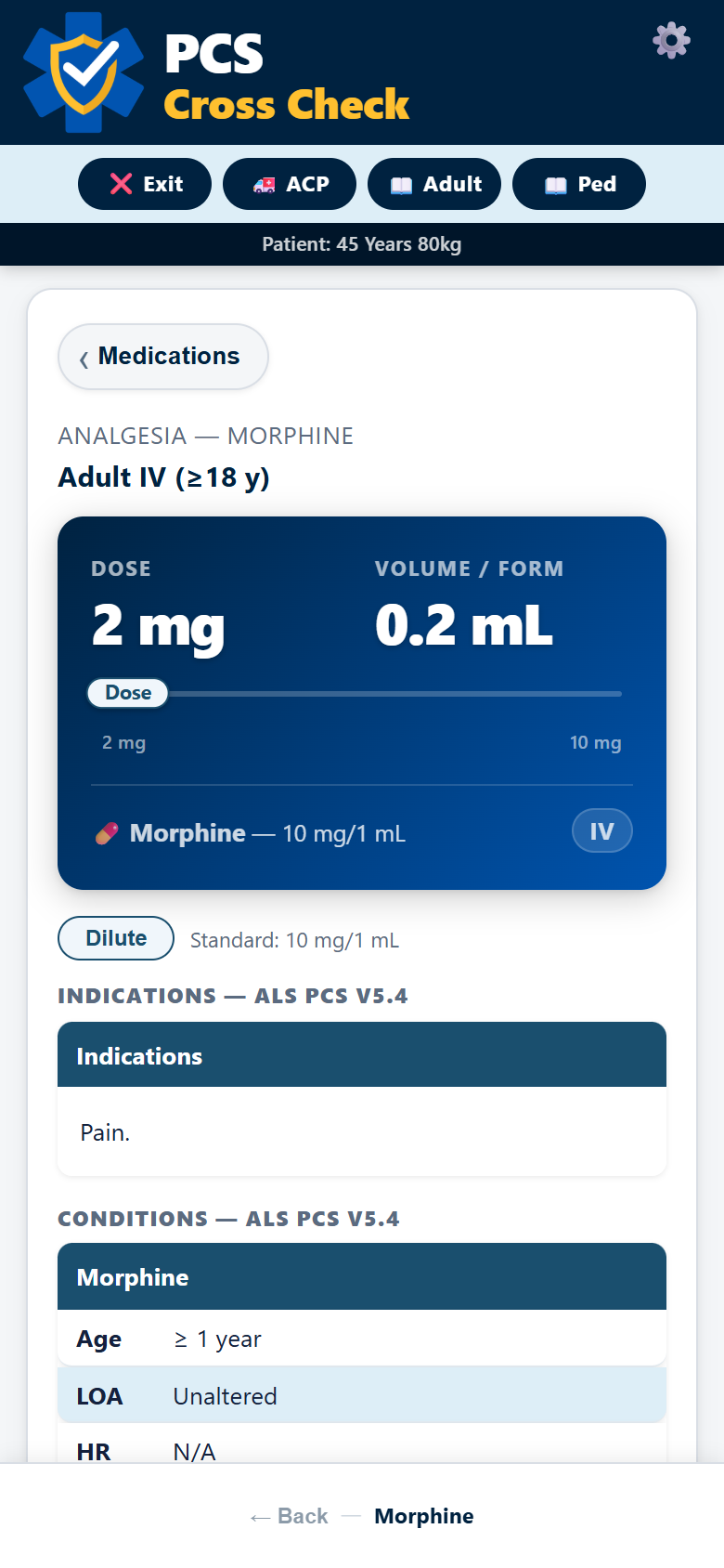 Weight-based dose result card