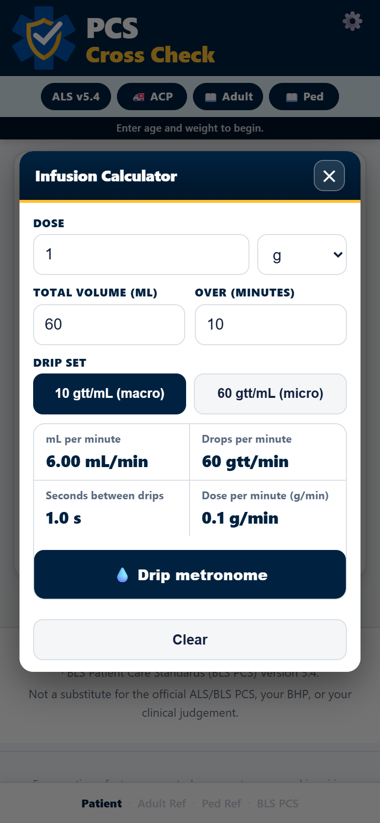 Infusion calculator