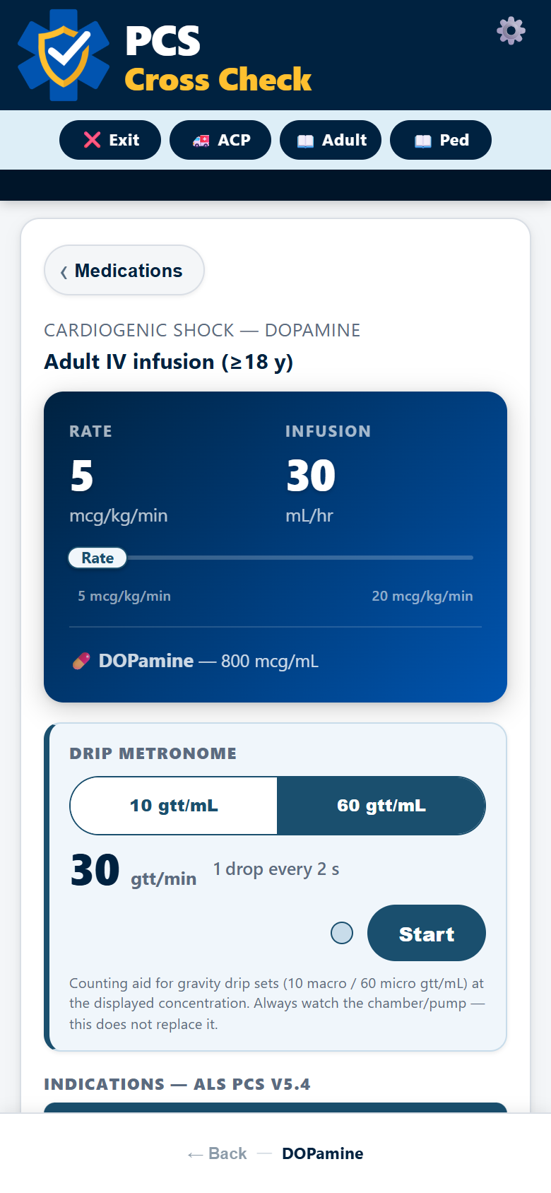 Dopamine dose hero with rate slider and drip metronome